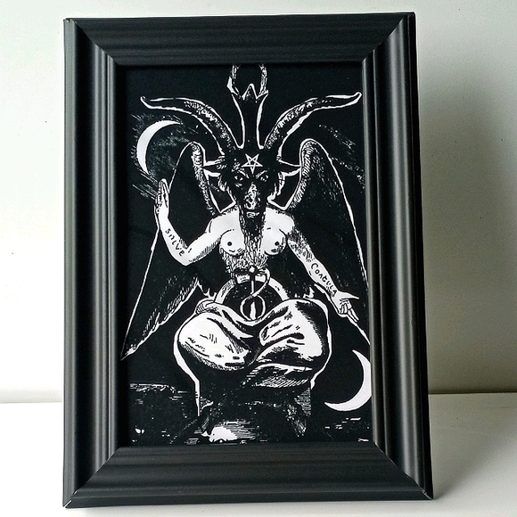 Baphomet Gothic Occult Vintage Satanic Pagan Art Gpthic Dark Goth Punk Art Decof - Picture 7 of 8